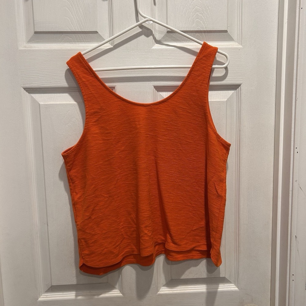 Old Navy Cropped Tank Top Womens Large Orange Sleeveless Casual Summer Cotton - Picture 4 of 5